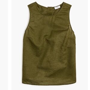 J. Crew Factory Linen-blend button-back shell tank top (M)
